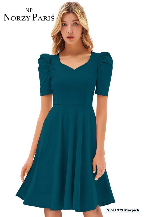 Morpitch V-Neck Cap-Sleeve Fit & Flare Knee-Length Dress