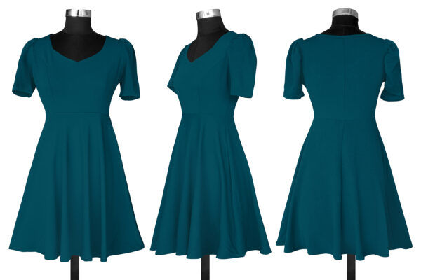 Morpitch V-Neck Cap-Sleeve Fit & Flare Knee-Length Dress - Image 5