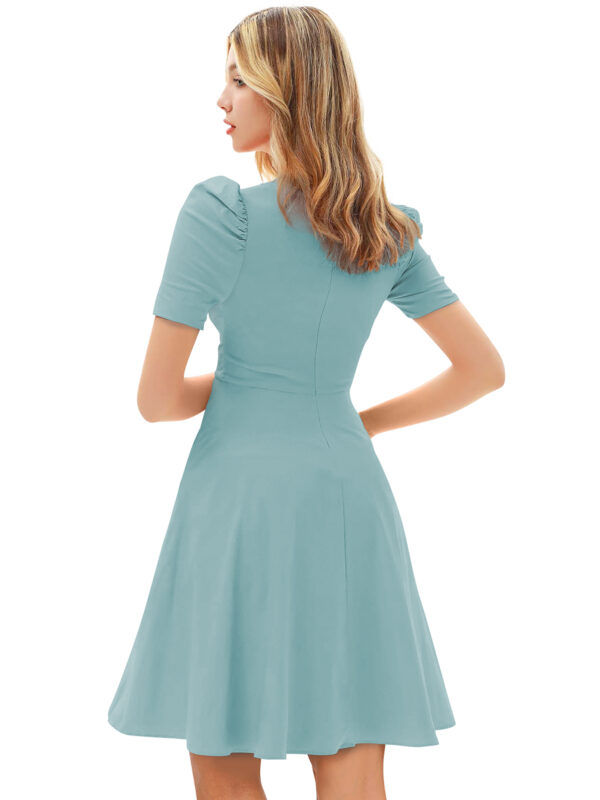 Pista V-Neck Cap-Sleeve Fit & Flare Knee-Length Dress - Image 4