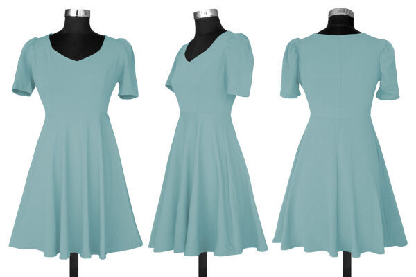 Pista V-Neck Cap-Sleeve Fit & Flare Knee-Length Dress - Image 5