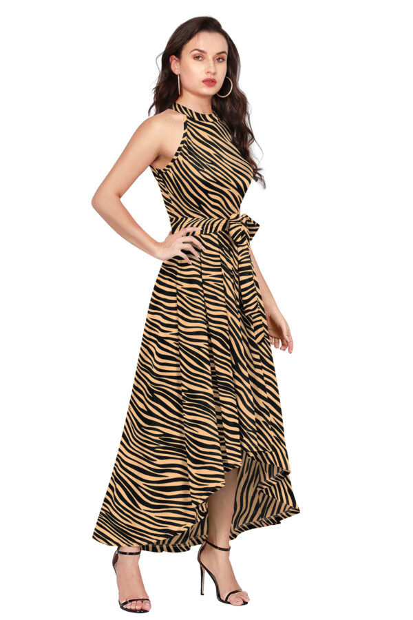 Zibra Print Chiku Sleeveless Helter Neck Dress - Image 2