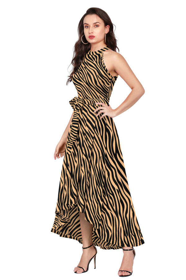 Zibra Print Chiku Sleeveless Helter Neck Dress - Image 3