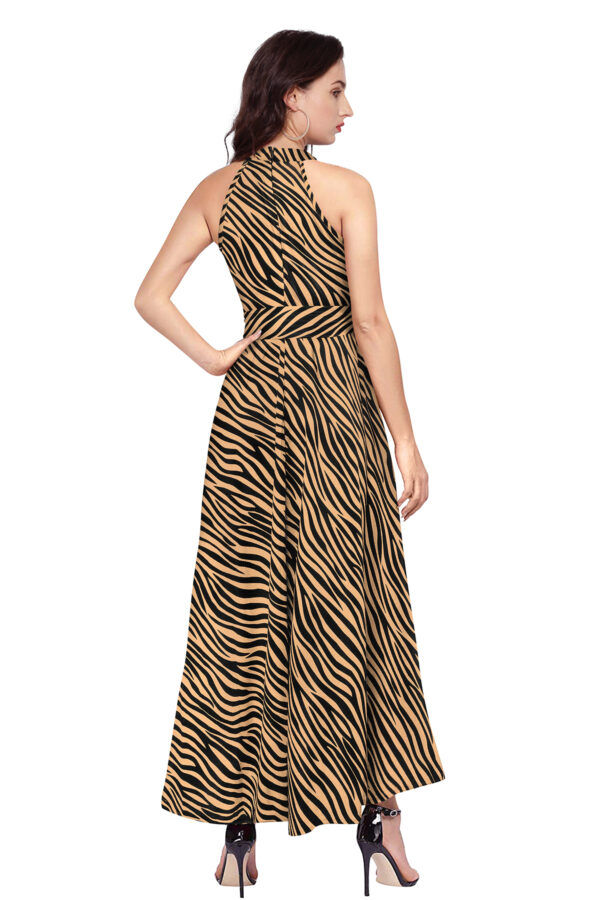 Zibra Print Chiku Sleeveless Helter Neck Dress - Image 4