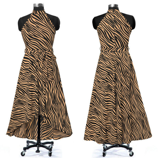 Zibra Print Chiku Sleeveless Helter Neck Dress - Image 5