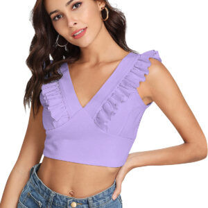 Purple Sleeveless Shoulder Straps Tops