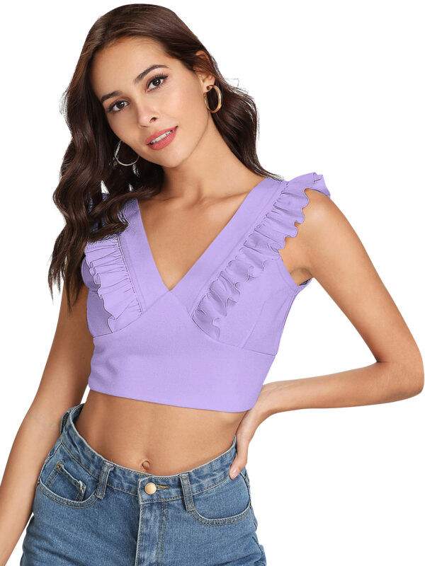 Purple Sleeveless Shoulder Straps Tops
