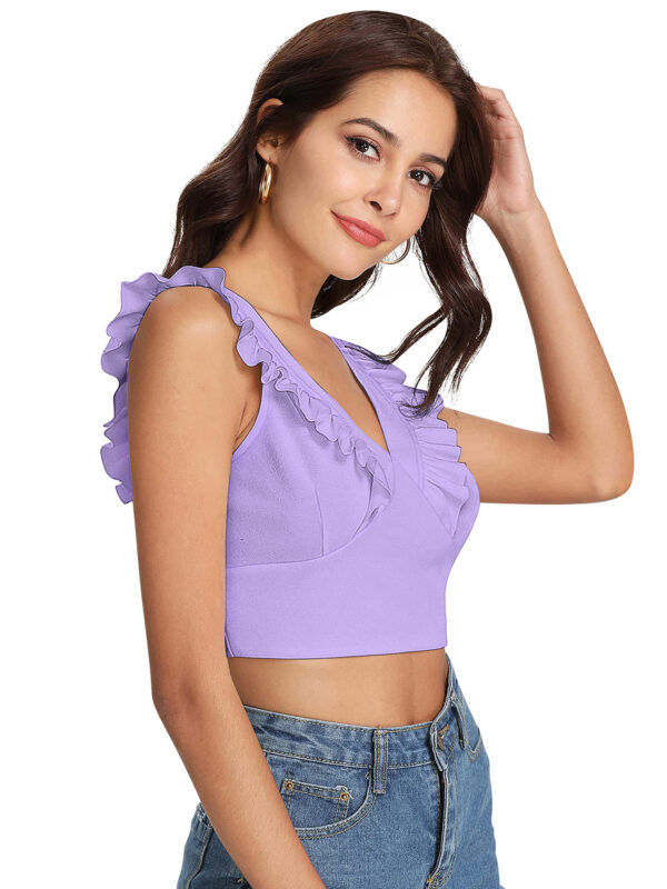 Purple Sleeveless Shoulder Straps Tops - Image 2