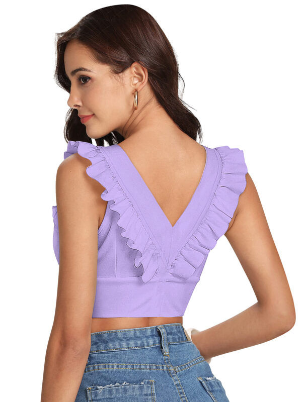 Purple Sleeveless Shoulder Straps Tops - Image 4