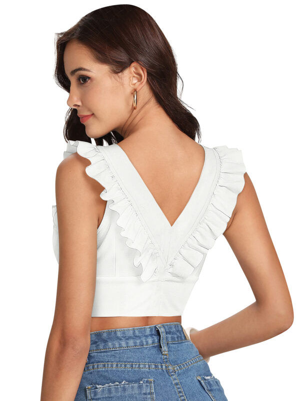 White Sleeveless Shoulder Straps Tops - Image 4