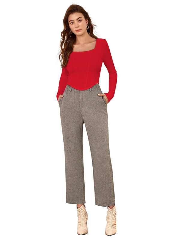 Red Square Neck Full Sleeves Top - Image 5