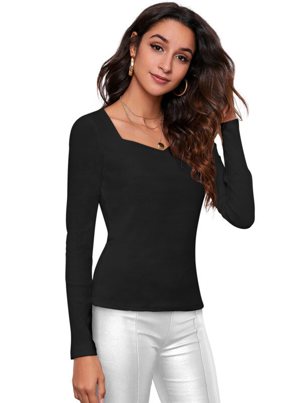 Long Sleeves Solid Black T-Shirt - Image 2