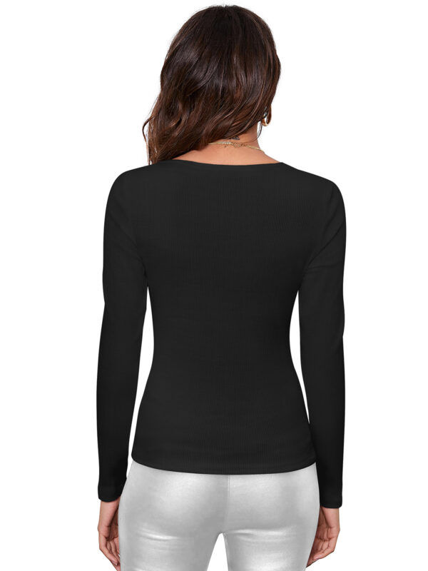 Long Sleeves Solid Black T-Shirt - Image 4