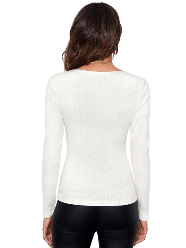 Long Sleeves Solid White T-Shirt - Image 4