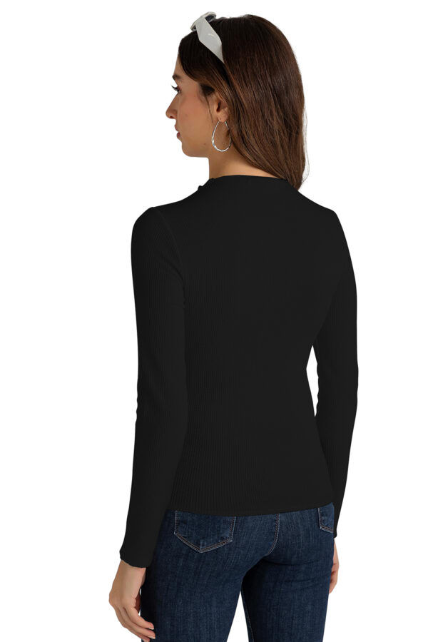 Black Mock Neck T-Shirt - Image 4