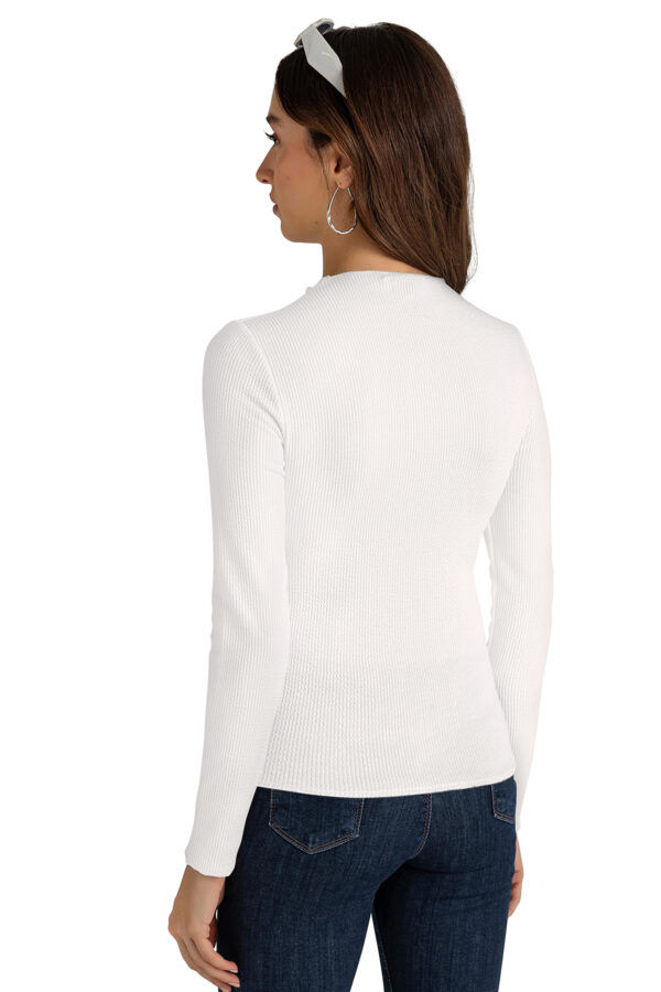 White Mock Neck T-Shirt - Image 4