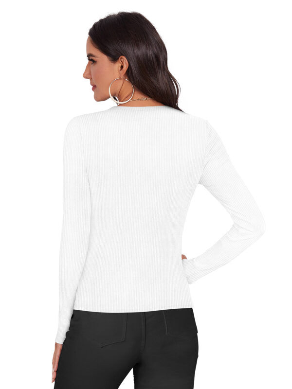 White Round Neck Full Sleeve T-Shirt - Image 4