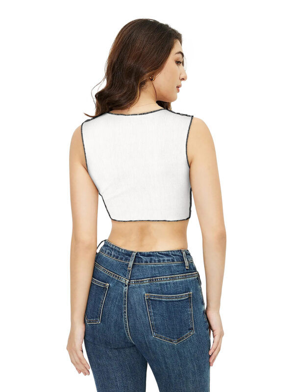 Sleeveless Solid White Square Neck Top - Image 4