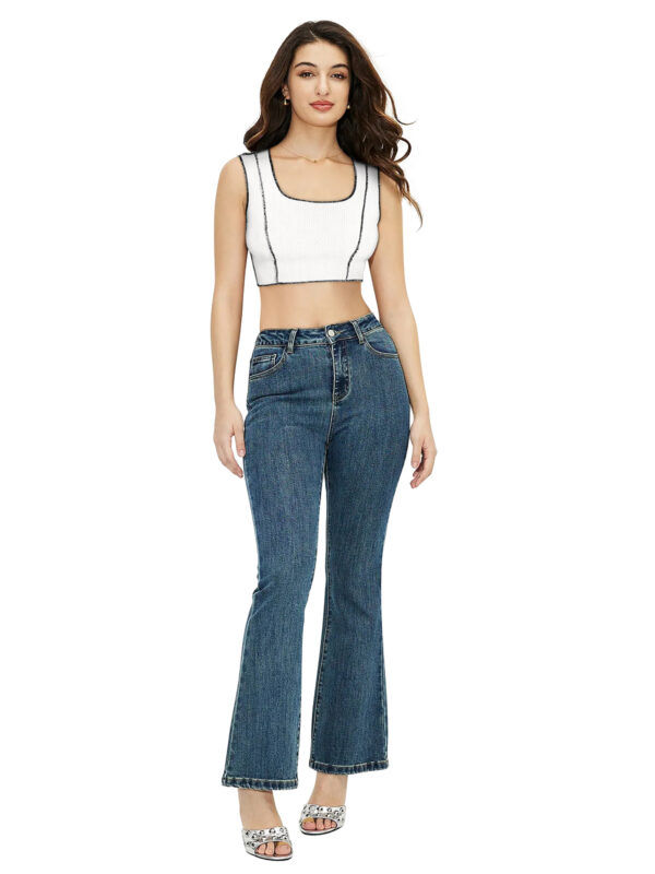 Sleeveless Solid White Square Neck Top - Image 5