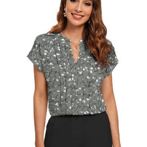 Grey Half Sleeves Printed Top