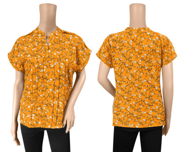 Yellow Half Sleeves Printed Top - Image 5