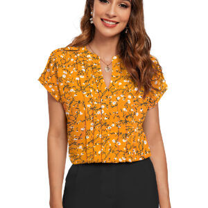 Yellow Half Sleeves Printed Top