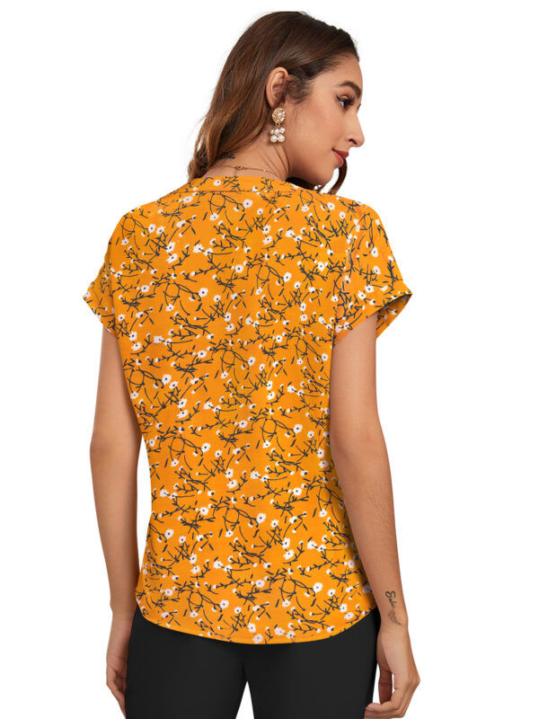Yellow Half Sleeves Printed Top - Image 4