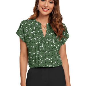 Green Half Sleeves Printed Top