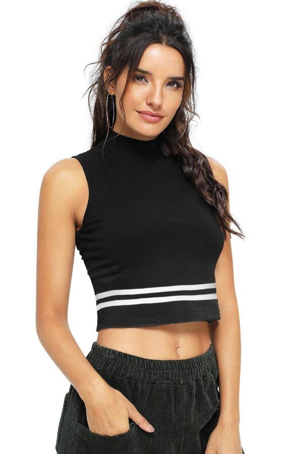 Sleeveless Black High Neck Top - Image 3