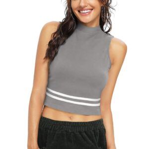 Sleeveless Grey High Neck Top