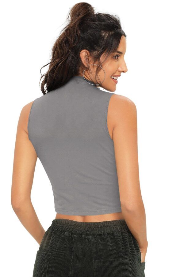 Sleeveless Grey High Neck Top - Image 4