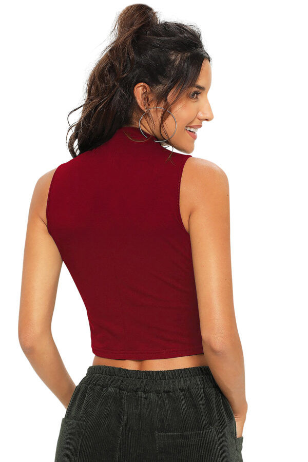 Sleeveless Maroon High Neck Top - Image 4