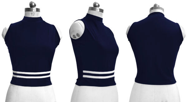 Sleeveless Navy Blue High Neck Top - Image 5