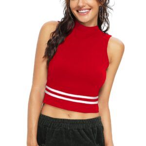 Sleeveless Red High Neck Top