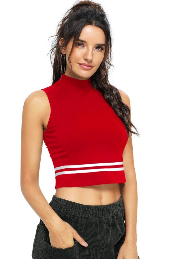 Sleeveless Red High Neck Top - Image 3