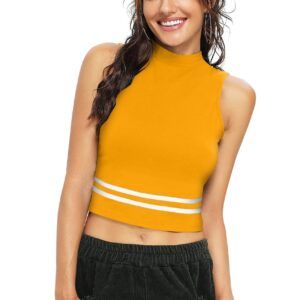 Sleeveless Yellow High Neck Top