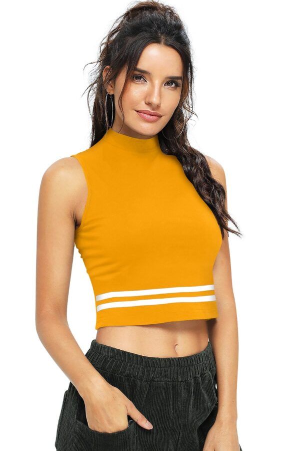 Sleeveless Yellow High Neck Top - Image 3