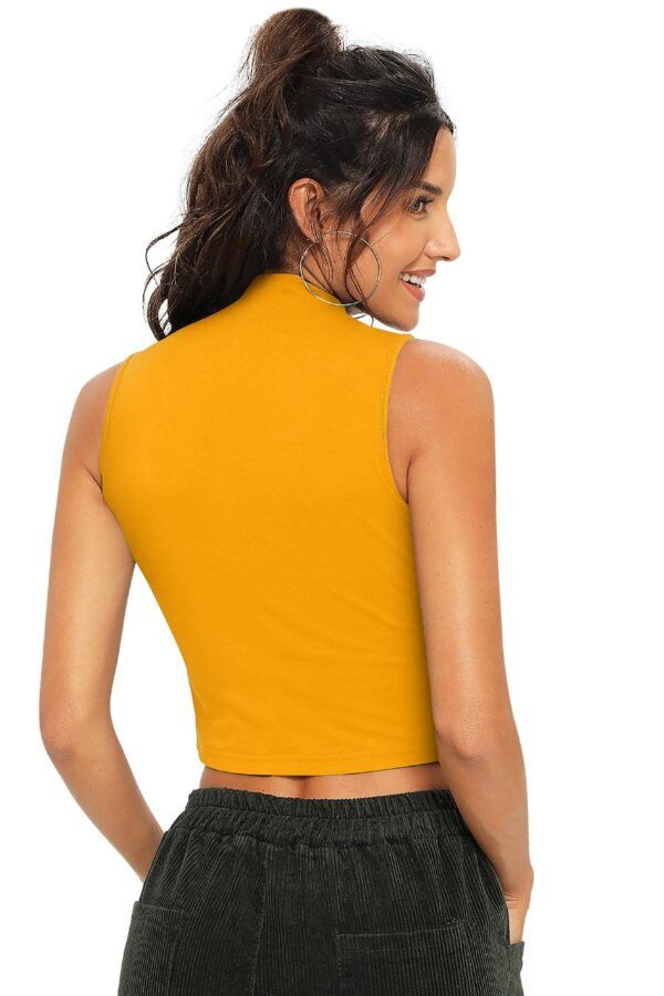 Sleeveless Yellow High Neck Top - Image 4