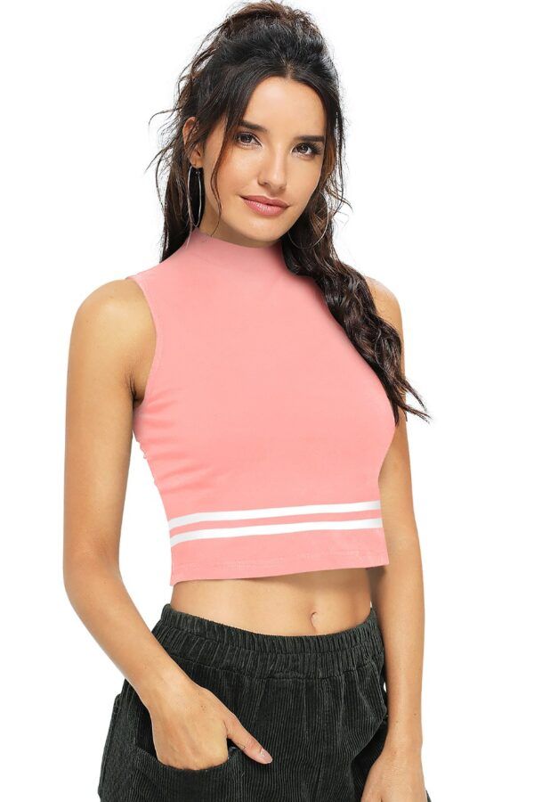 Sleeveless Peach High Neck Top - Image 3