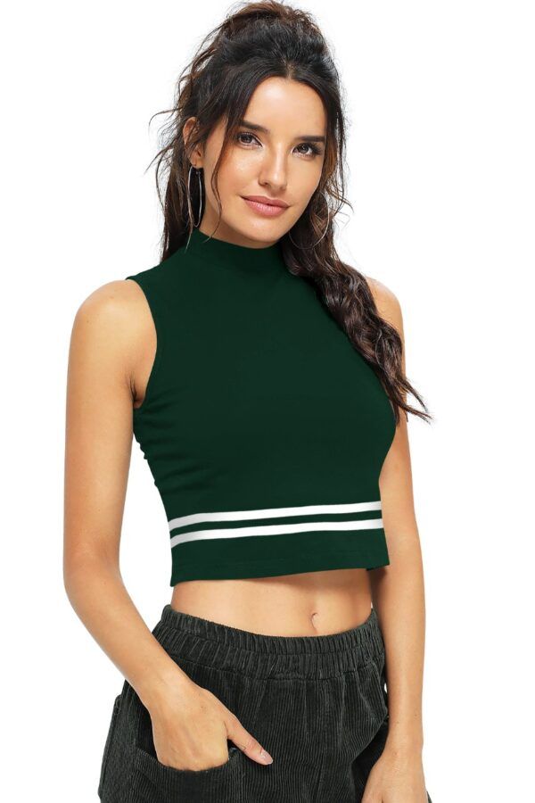 Sleeveless Green High Neck Top - Image 3