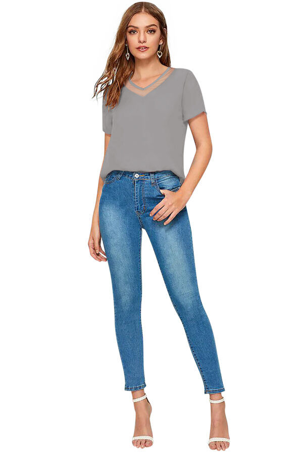 Grey Half Sleeve T-Shirt - Image 5