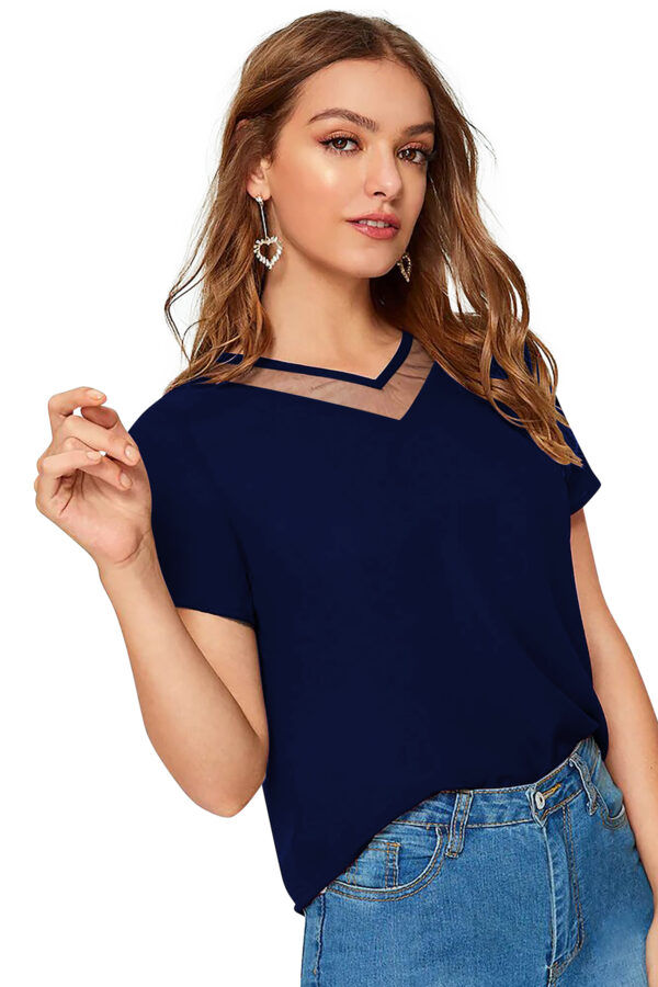 Navy Blue Half Sleeve T-Shirt - Image 3