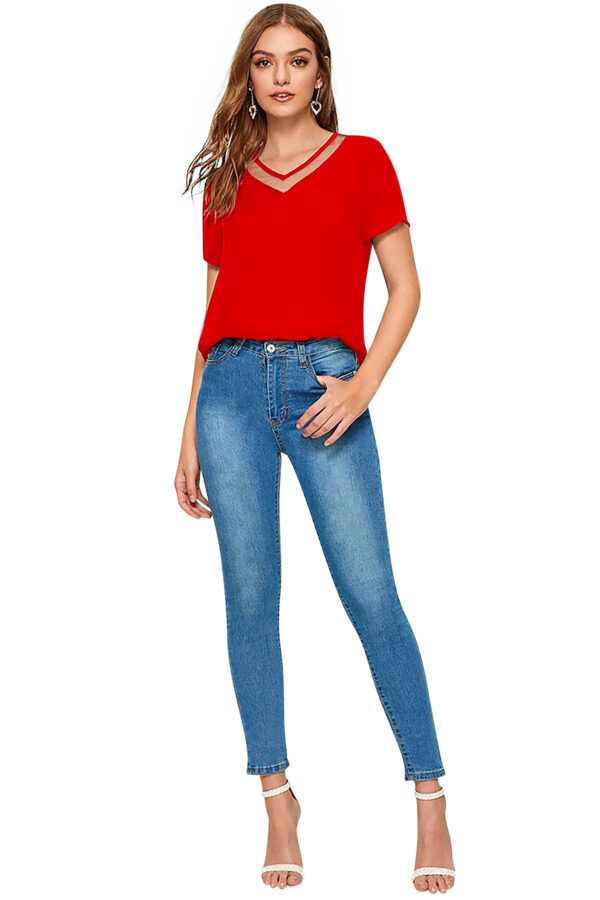 Red Half Sleeve T-Shirt - Image 5