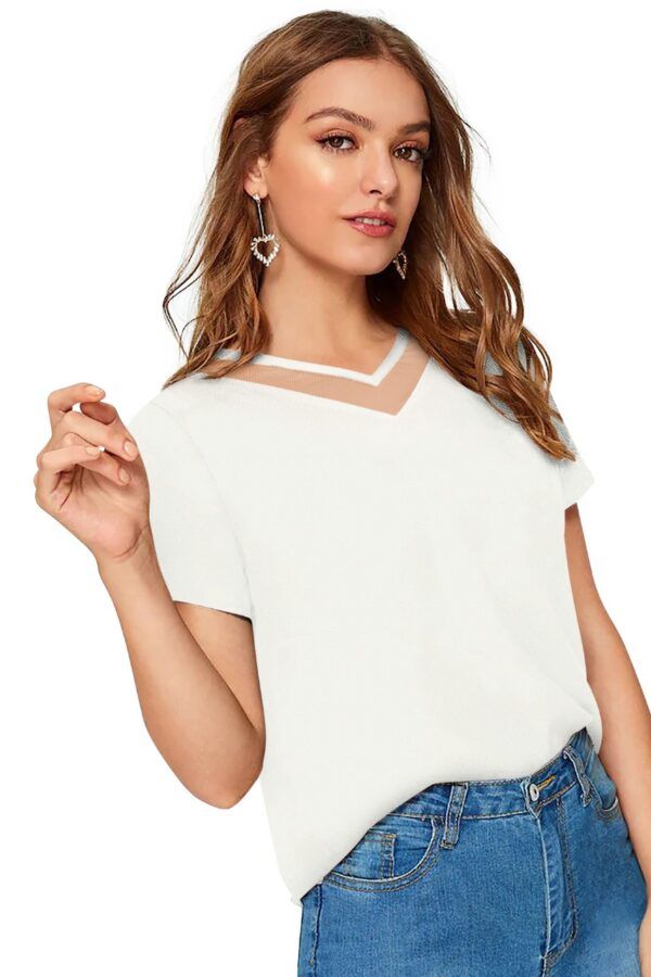 White Half Sleeve T-Shirt - Image 3