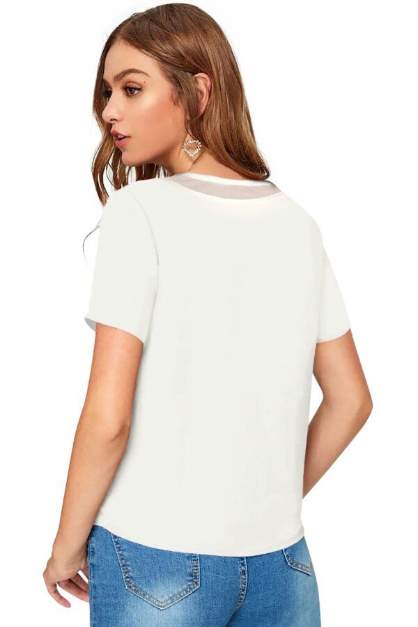 White Half Sleeve T-Shirt - Image 4