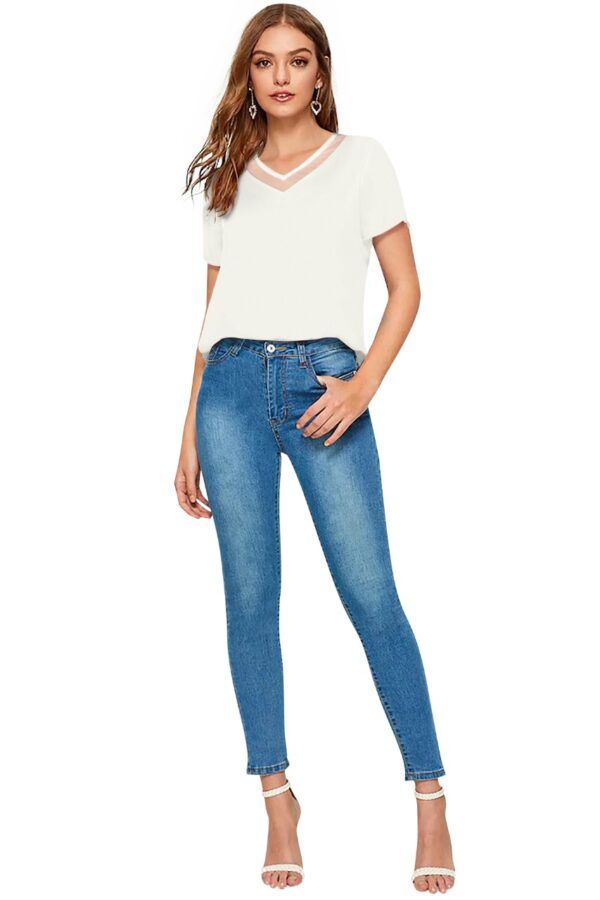 White Half Sleeve T-Shirt - Image 5