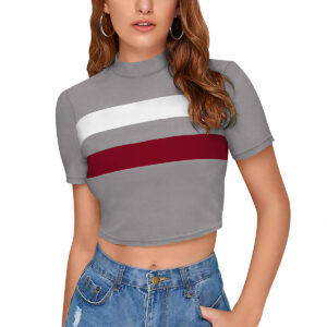 Grey & Maroon Half Sleeve Top