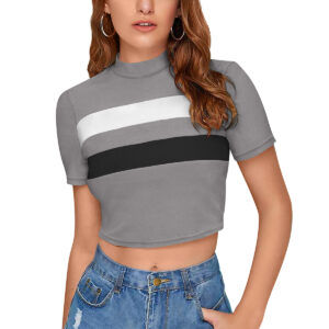 Grey & Black Half Sleeve Top