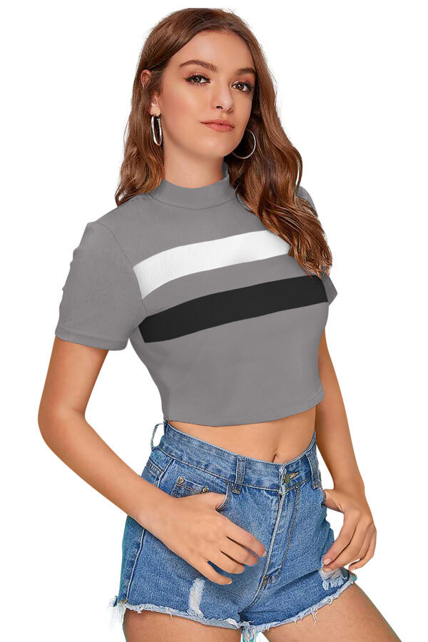Grey & Black Half Sleeve Top - Image 2