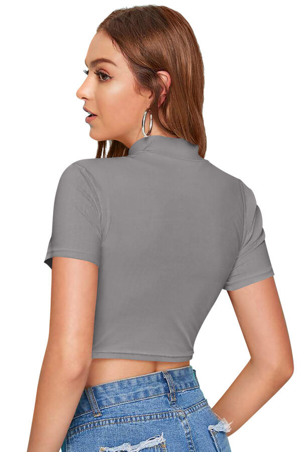 Grey & Black Half Sleeve Top - Image 4