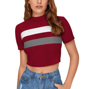 Maroon & Grey Half Sleeve Top